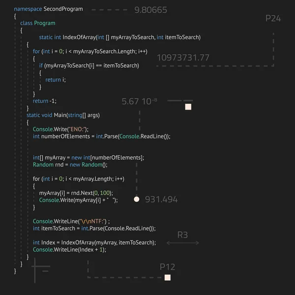 Realistische Code Met Abstracte Elementen Software Ontwikkeling Achterkant Voorkant Vectorafbeelding — Stockvector
