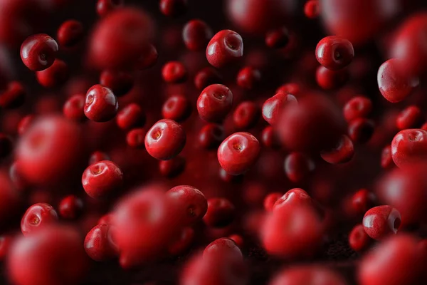 Composición Cerezas Levitadas Fondo Oscuro Elemento Diseño Bayas Frescas Jugosas — Foto de Stock