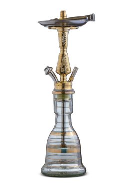 Geleneksel nargile seti, beyaz arkaplanda izole edilmiş