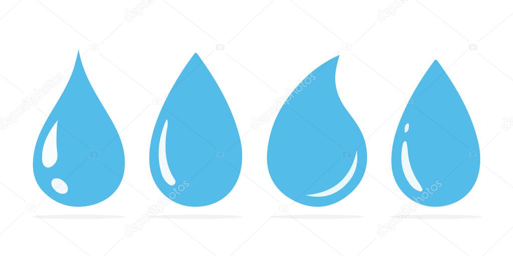 Drop of water blue icons on white background