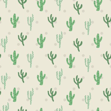 Şirin doğa yeşil kaktüs polka çölde. Sevimli ve eğlenceli tarzı olan marka için eğlenceli, modern ve esnek bir şablon. Yinelenen desen. Mutlu, parlak ve büyülü ruh hali.