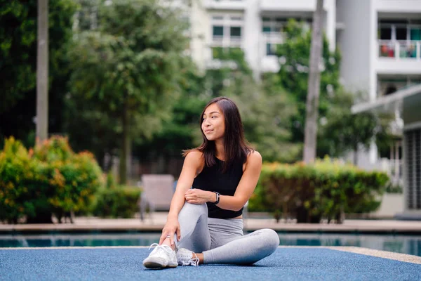 Portrait Attractive Young Chinese Asian Woman Dressed Sporty Active Wear — Stock Photo, Image