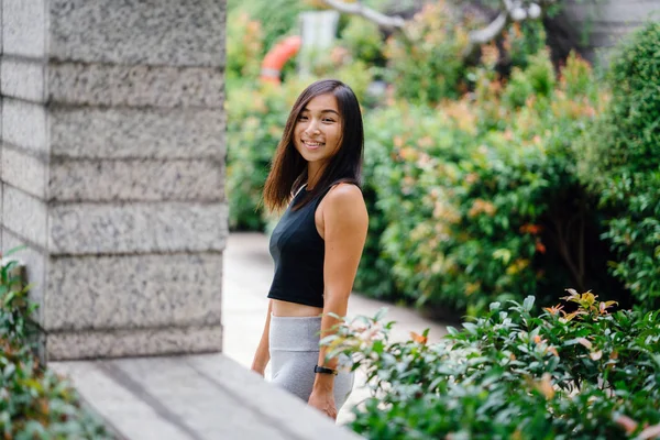 Portrait Attractive Young Chinese Asian Woman Dressed Sporty Active Wear — Stock Photo, Image