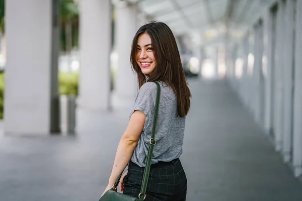 Fashion Portrait Attractive Young Asian Woman Posing — Stock Photo, Image