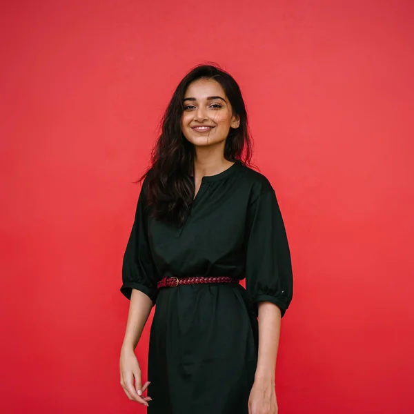 Estudio Del Retrato Una Bella Joven Atractiva Mujer India Asiática — Foto de Stock