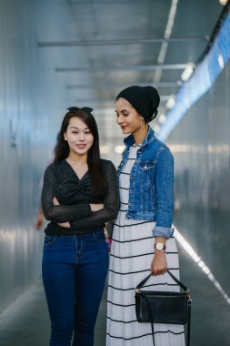 Gündüz vakti köprüde farklı etnik kökenlere sahip iki arkadaş. Biri Malezyalı Müslüman bir kadın, diğeri de Çinli bir Asyalı. İkisi de genç, enerjik ve çekici..