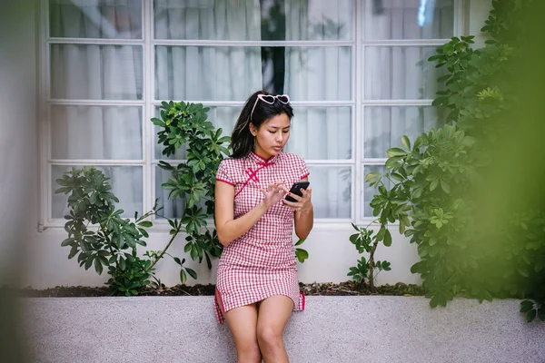 Retrato Moda Uma Jovem Muito Legal Para Escola Asiático Chinês — Fotografia de Stock