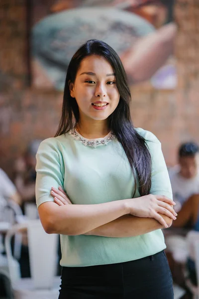 Portrait Young Sexy Glamorous Asian Woman Day She Wearing Mint — Stock Photo, Image