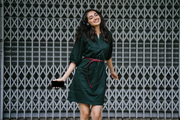 Portrait Young Attractive Beautiful Indian Asian Millennial Girl Dancing She — Stock Photo, Image