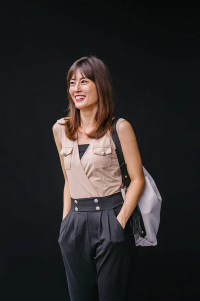 Studio Portrait Working Office Lady She Poses Smiles Her Head — Stock Photo, Image