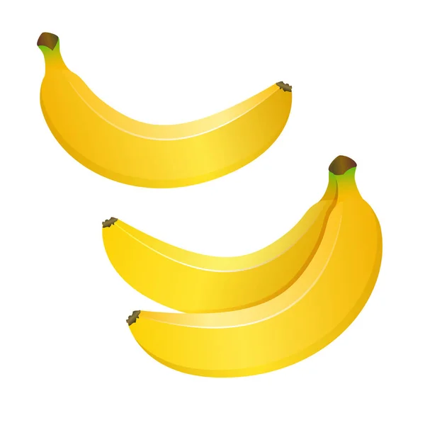 Ilustracja Wektorowa Żółtych Bananów Białym Tle Realistyczne Projektowanie Pakietów Witryny — Wektor stockowy