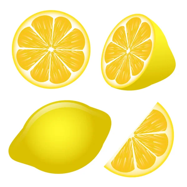 Uppsättning Citronskivor Isolerad Vit Bakgrund Används Som Ett Designelement Vektorillustration — Stock vektor