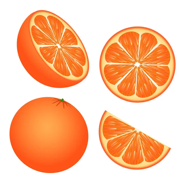 白背景のデザイン要素として使用に分離されたオレンジのスライスのセットです ベクトル図 — ストックベクタ