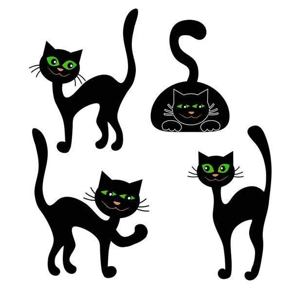 Tvar Černá Kočka Izolovaných Bílém Pozadí Pro Halloween Vektorové Ilustrace — Stockový vektor
