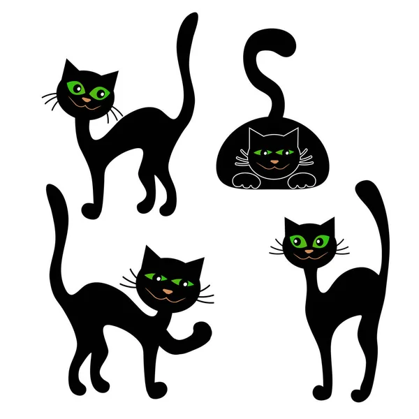 Forma Gato Preto Isolado Fundo Branco Para Halloween Ilustração Vetorial —  Vetores de Stock