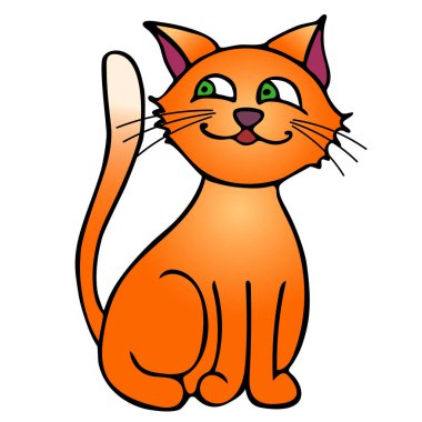 Beyaz arka plan üzerinde izole kırmızı kurnaz kedi. Vektör çizim. Düz tasarım.
