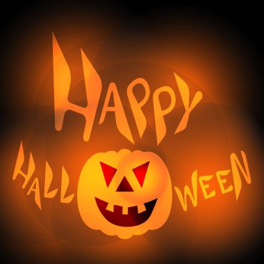 Parlak turuncu mutlu Cadılar Bayramı yazı ile şenlikli kabak. Vektör çizim.