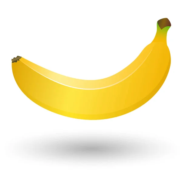Жовтий Банан Білому Тлі Ізольований Тіні Векторні Ілюстрації — стоковий вектор