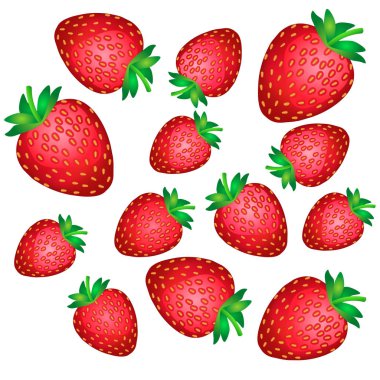 Beyaz arka plan üzerinde izole kırmızı çilek çilek düşüyor. Vektör çizim.