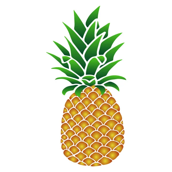 Ananas Jaune Orange Doux Avec Des Feuilles Vertes Isolées Sur — Image vectorielle