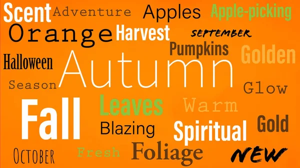 Mrak Pro Podzimní Slova Tato Slova Jsou Několik Různých Barev — Stock fotografie