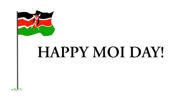肯尼亚内罗毕 2019年10月6日 在内罗毕设计的 快乐莫伊日 字样的说明性视频 肯尼亚国旗飘扬 这是为了纪念总统丹尼尔 阿拉普 莫伊10月10日的公众假期 — 图库视频影像