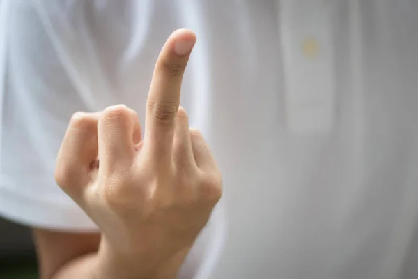 Unhöflich Und Hand Zeigt Mittelfinger Hand Dreht Unhöflichen Mittelfinger Unhöflich — Stockfoto