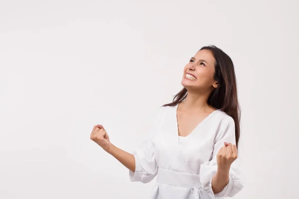 Excited Asian Woman Looking — Stock Photo, Image