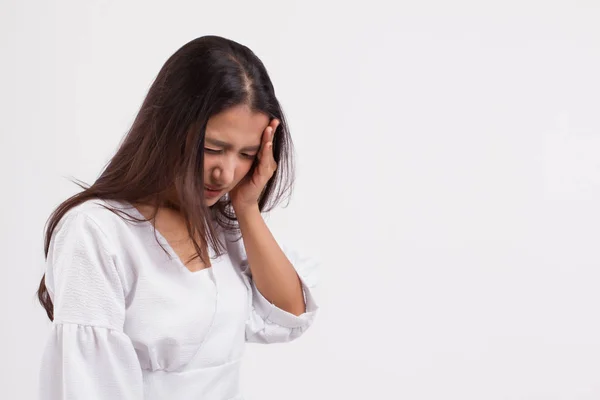 Stressed Woman Headache Vertigo Dizziness Migraine Hangover — Stock Photo, Image