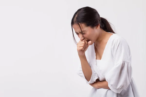 Sick Asian Woman Coughing Isolated — Stock Photo, Image