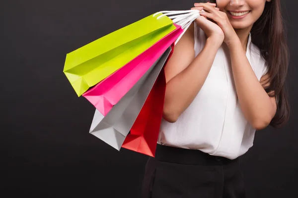 Asiatico Donna Holding Shopping Bag — Foto Stock