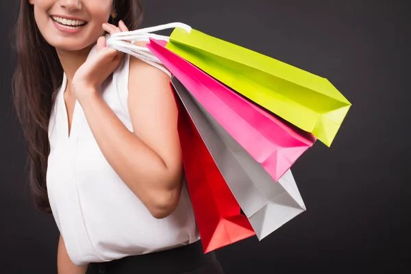 Asiatico Donna Holding Shopping Bag — Foto Stock