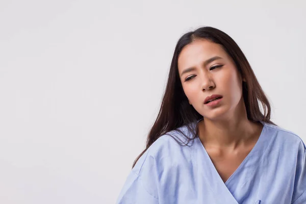 Hasta Bir Kadın Yüz Ifadesi Ile Ağrı — Stok fotoğraf