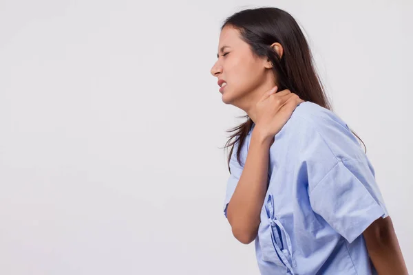 Wanita Dengan Masalah Bahu Nyeri Leher Kaku Cedera — Stok Foto