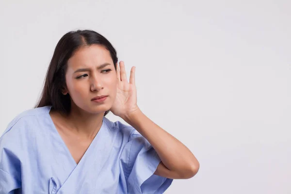 Sedih Frustrasi Bahagia Wanita Mendengarkan Berita Buruk Atau Memiliki Gangguan — Stok Foto
