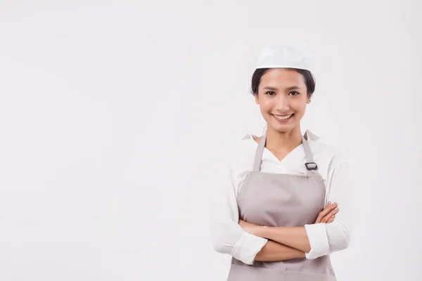 Feliz Sonriente Confiado Profesional Asiático Mujer Trabajadora Doméstica Ayudante Doméstica —  Fotos de Stock
