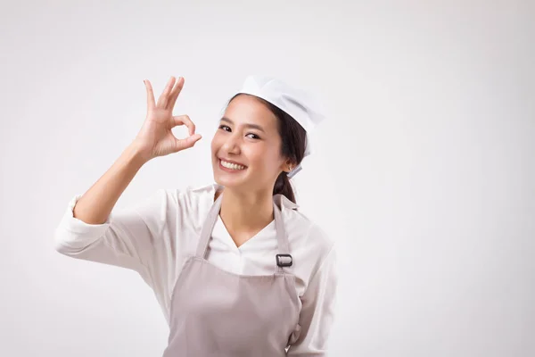 아시아 가리키는 제스처 여성이 여자가 청소기 기호를 가리키는 가리키는 노동자 — 스톡 사진