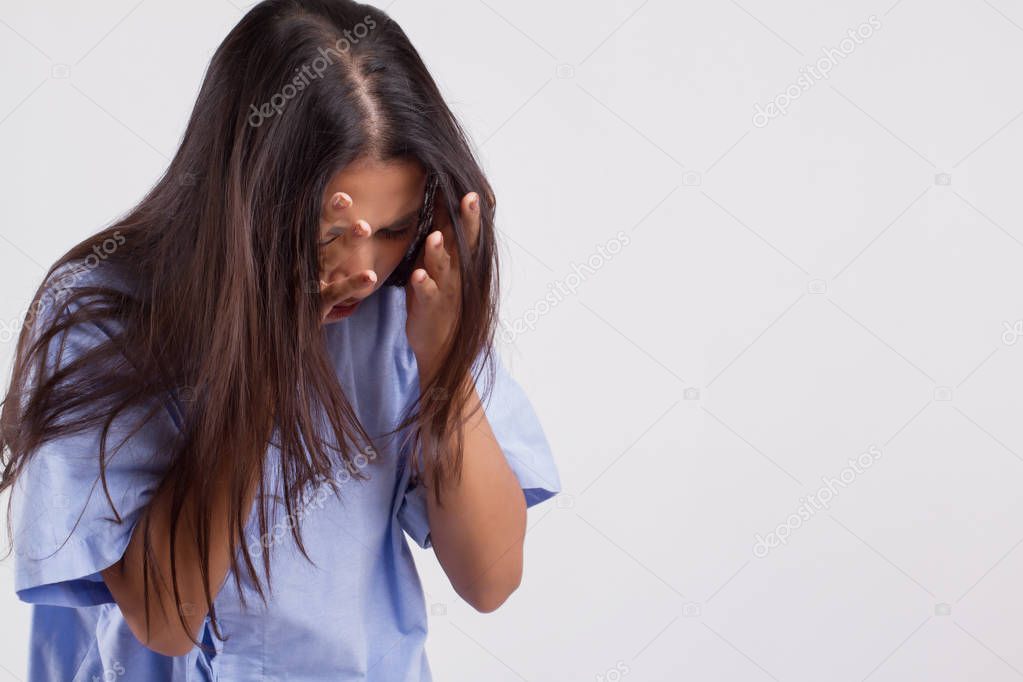 sick stress woman with headache