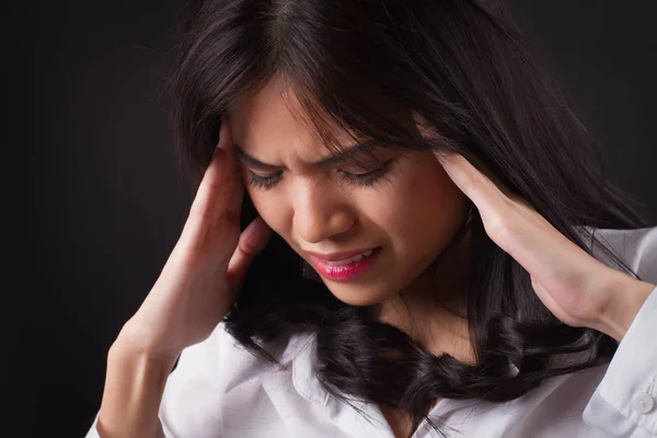 强调妇女头痛 偏头痛 — 图库照片