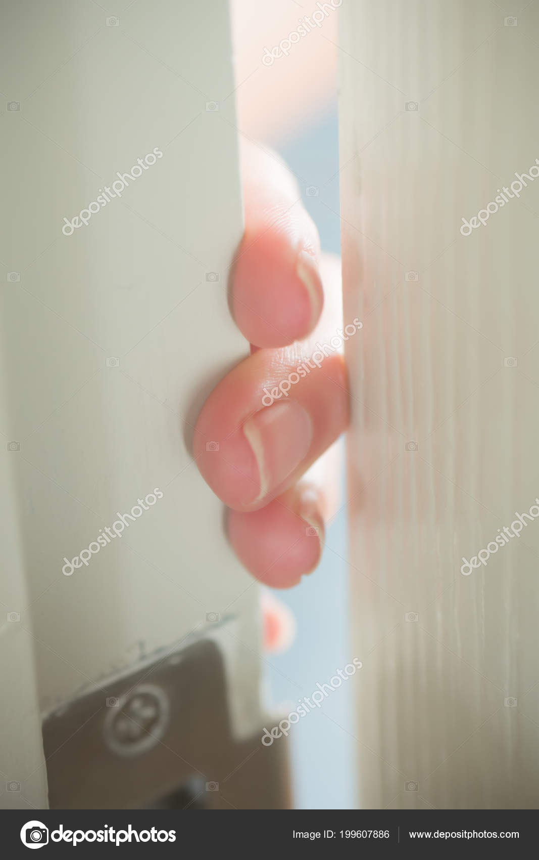 Woman Hand Finger Pinched Door Close Portrait Finger Pinched