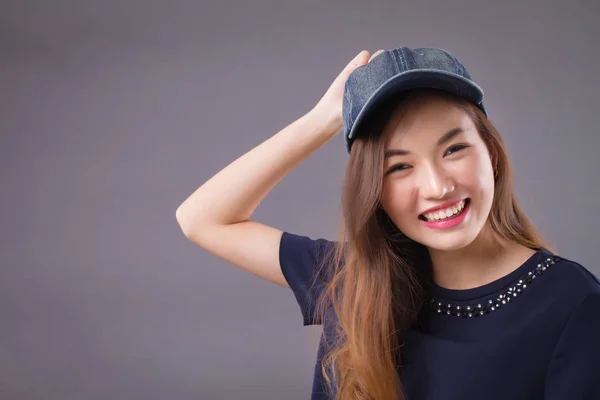 Happy Asian Girl Smiling Woman Face Portrait Happy Smiling Joyful — Stock Photo, Image