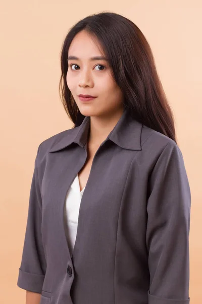 Portrait Happy Content Confident Asian Business Woman Successful Happy Confident — Stock Photo, Image