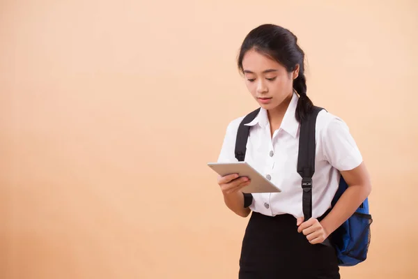 Aziatische Thaise Vrouw Student Van Onderwijs Portret Van Ernstige Benadrukt — Stockfoto