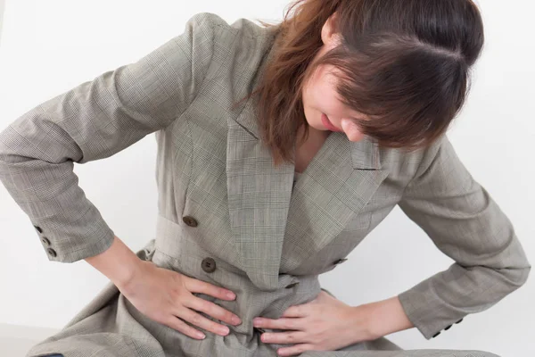 Woman Stomach Ache Sick Woman Suffering Stomachache Menstrual Period Cramp — Stock Photo, Image