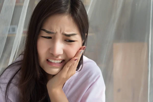 Woman Toothache Portrait Woman Suffering Toothache Pain Tooth Decay Tooth — Stock Photo, Image