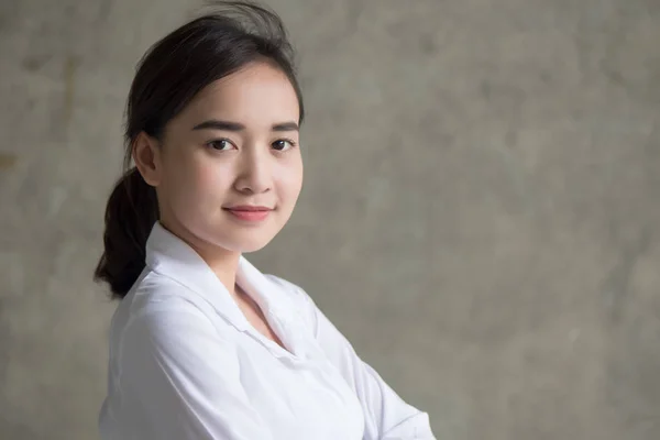 Confident Happy Asian Woman White Shirt Portrait Successful Happy Positive — Stock Photo, Image