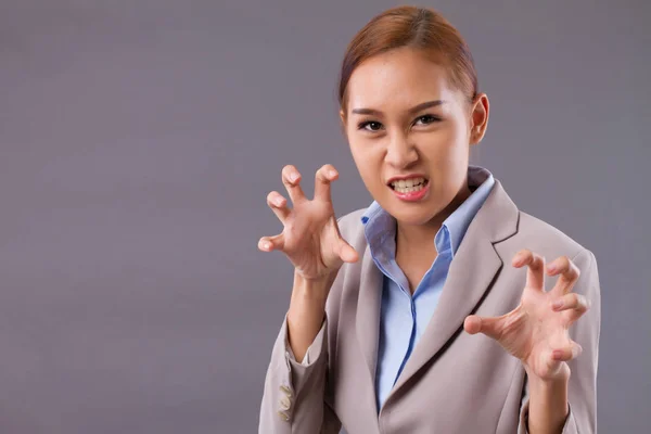 Aggressive Angry Asian Businesswoman Portrait Confident Professional Asian Business Woman — Stock Photo, Image