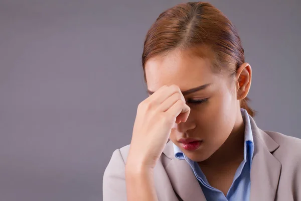 Mujer Negocios Infeliz Cansado Sufren Estrés Triste Mujer Negocios Deprimida — Foto de Stock