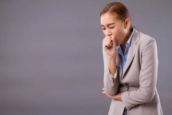 Mujer Alérgica Enferma Tos Mujer Asiática Enferma Con Alergia Polvo — Foto de Stock