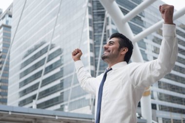 güçlü Asya iş adamı; Asya, Kuzey Hint başarılı, mutlu, kendine güvenen işadamı, ofis çalışanı, iş yürütme, patron, Yöneticisi portresi